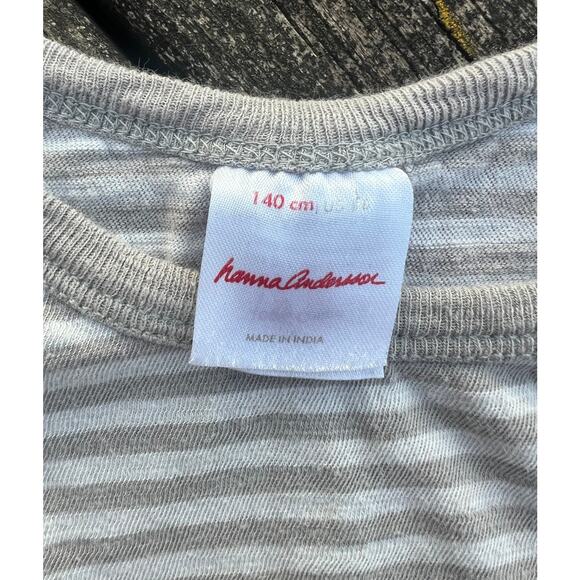 Hanna‎ Andersson Knit Tank 140cm 10 Striped Cotton Slub Jersey Gray Pocket Top - Picture 4 of 5